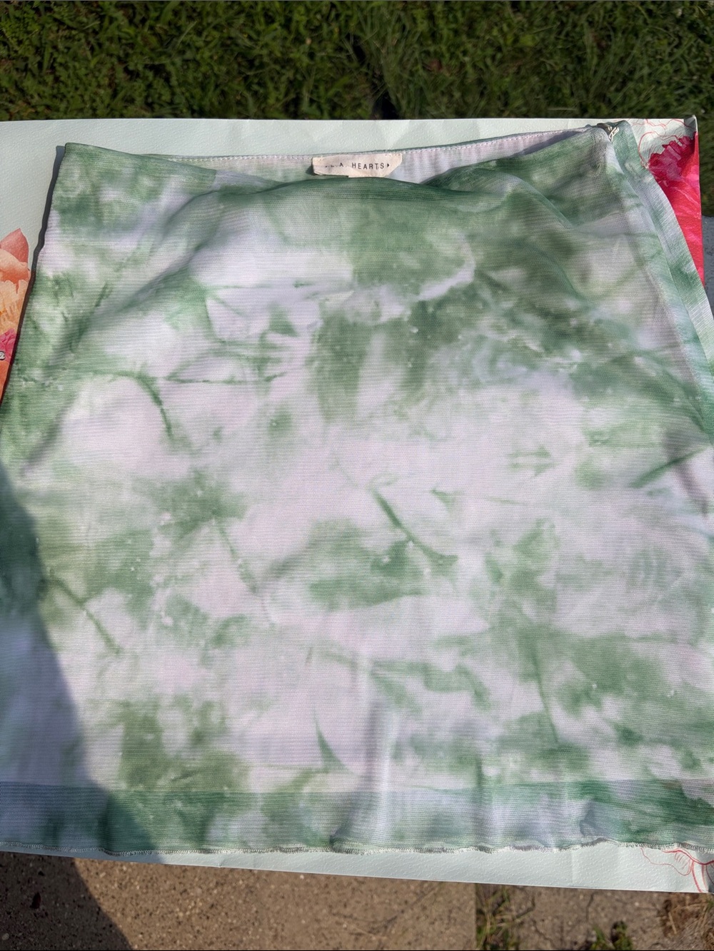 L.A. Hearts Green & White Marble Tie-Dye Mini Skirt Size Small - Used